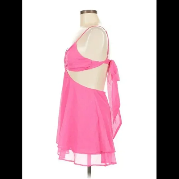 NWT Lucy in the Sky Hot Pink Cutout Party Dress Backless Sz M $85 MSRP - Picture 4 of 5